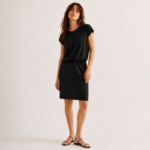 SPANX AirEssentials Faux Tuck Waist Dress Black Sz L